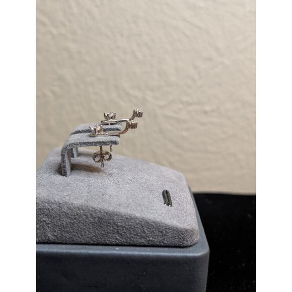 925 Sterling Silver Two Earrings in One CZ Stud W/ Attachment - Picture 2 of 7